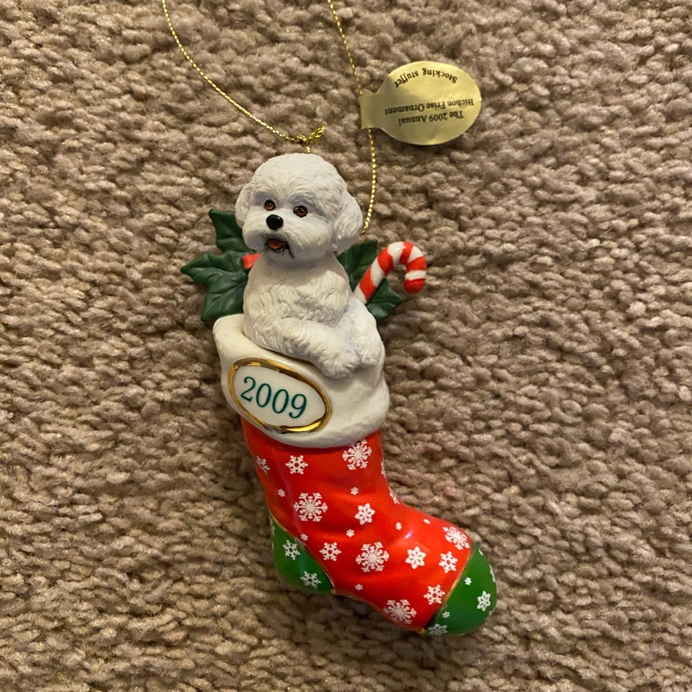 Danbury Mint 2009 Bichon Frise Stocking Stuffer Ornament